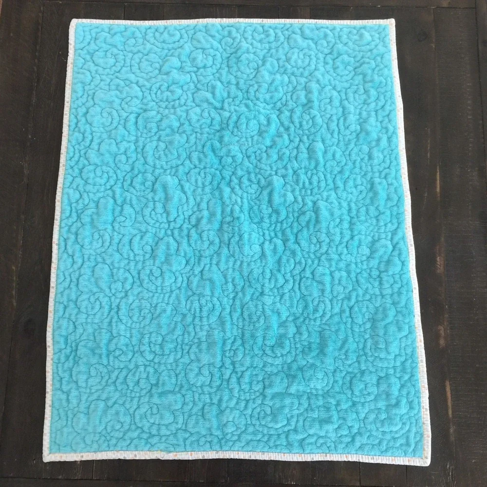 Handmade Baby Blanket Patchwork Quilt 26x34 Orange Blue‎ Woodland Fox Owl